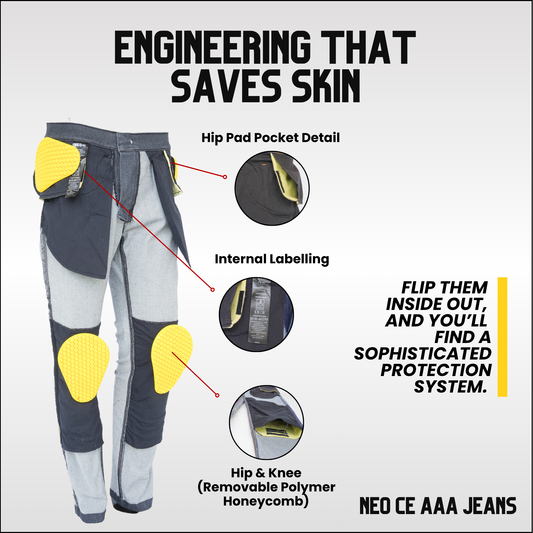 NEO CE AAA MEN IRON RIDE JEANS – BLUE | Ultimate Protection With CE Fabric, CE Hip and Knee Armors