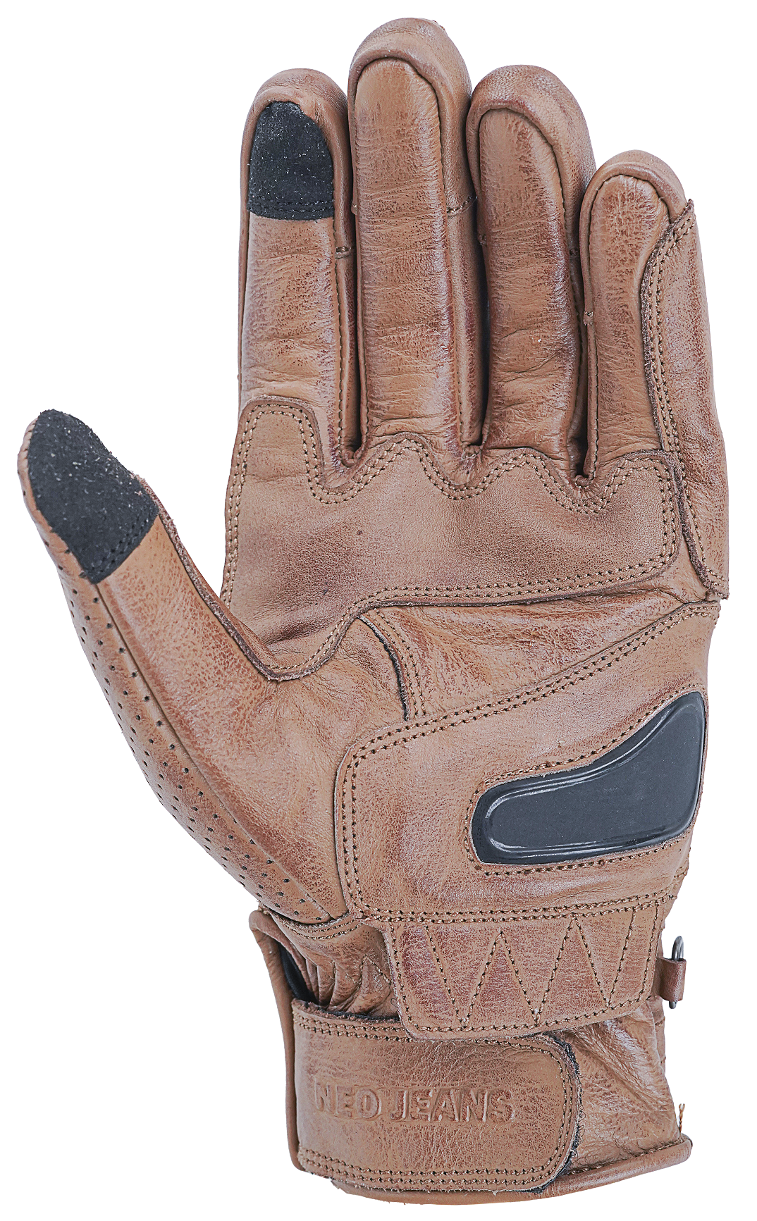 NEO Brown Motorcycle Short Billy Hand Protective Leather Gloves