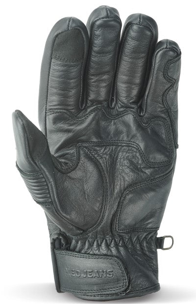 NEO Black Motorcycle Fast Track Hand Protective Leather Gloves.