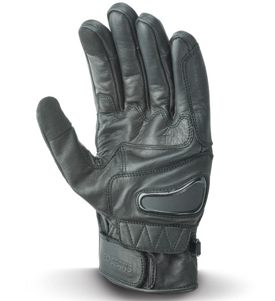 NEO Black Motorcycle Short Billy Hand Protective Leather Gloves.