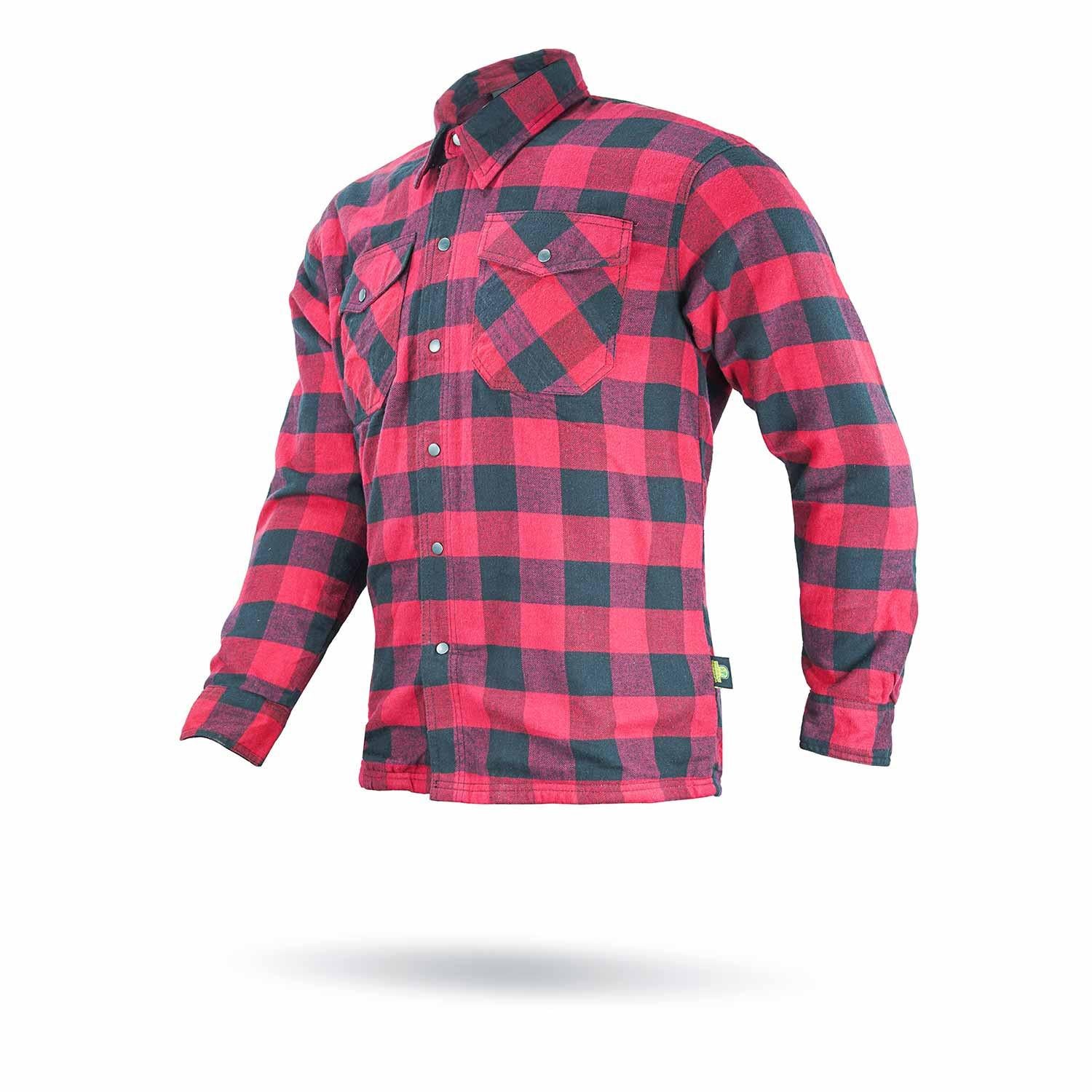 Motorcycle Ridding Flannel Shirt Reinforced With Kevlar – Red.