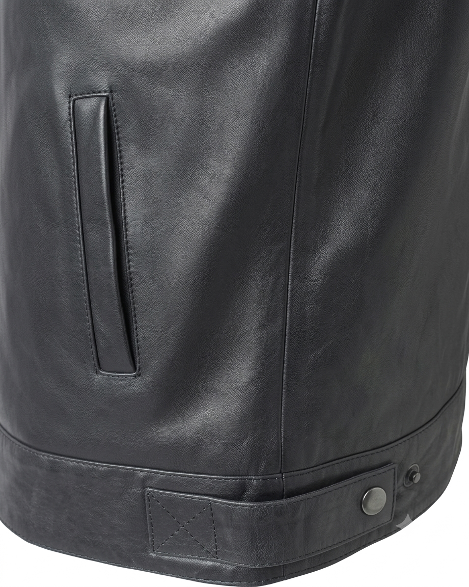 Motorcycle Cruiser 100% Cowhide Leather Jacket by Neo Jeans Black Color with removable CE Level 2 armor