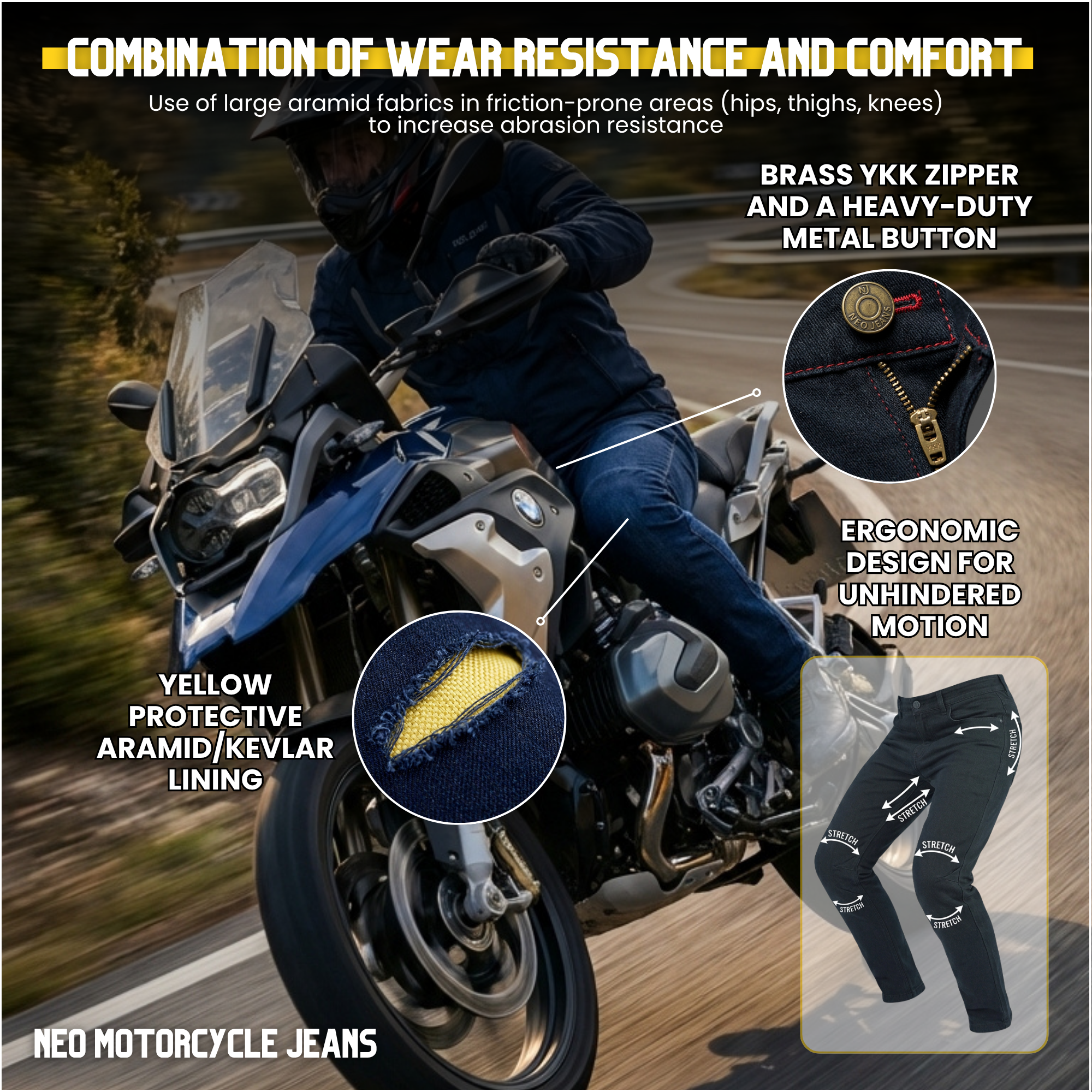 NEO MENS Motorcycle Jeans – Blue