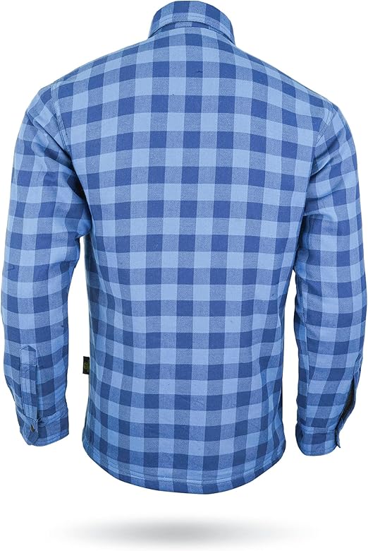 Motorcycle Riding Flannel Shirt Reinforced With  Kevlar- Blue.
