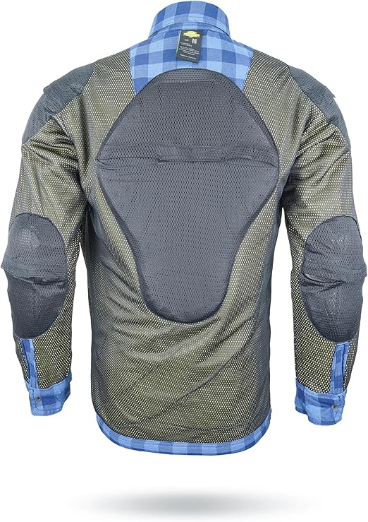 Motorcycle Riding Flannel Shirt Reinforced With  Kevlar- Blue.