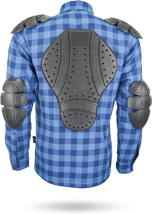 Motorcycle Riding Flannel Shirt Reinforced With  Kevlar- Blue.