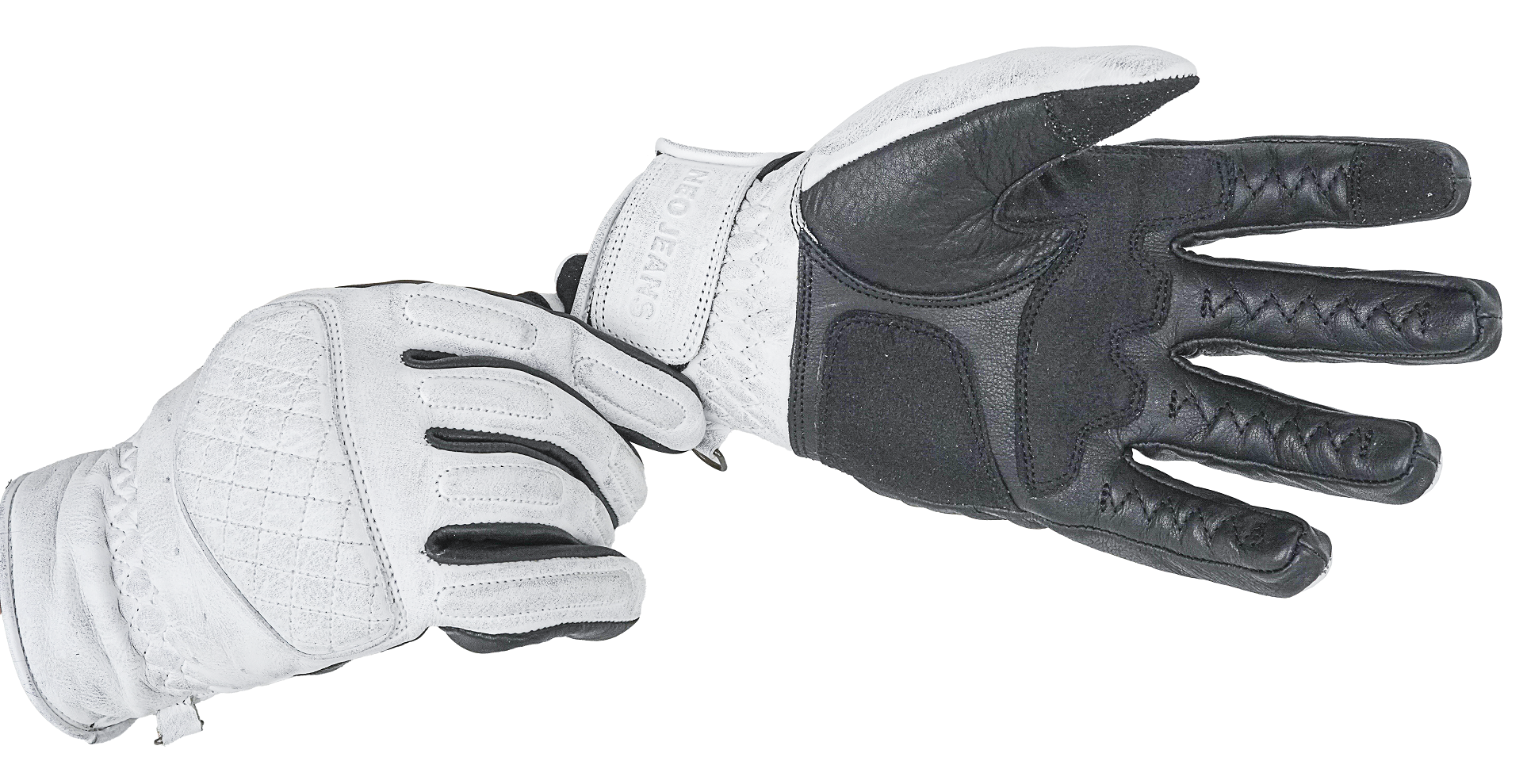 NEO White Motorcycle Diamond Hand Protective Leather Gloves