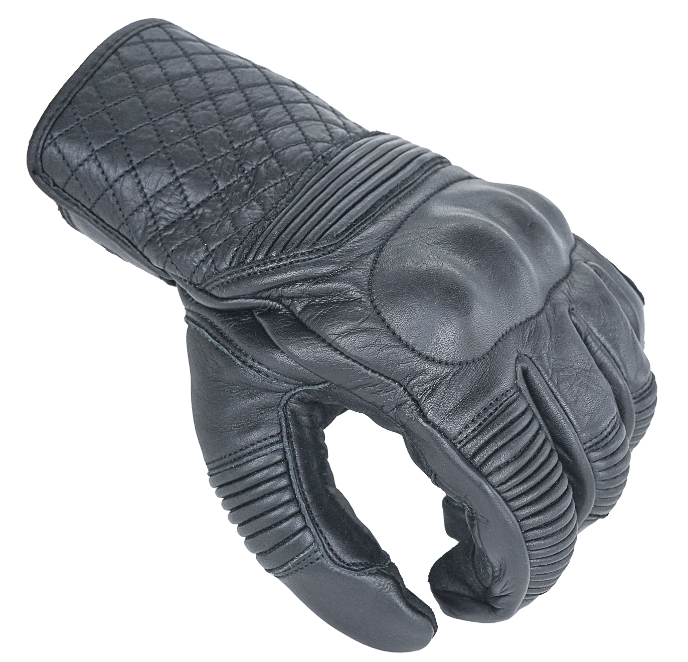 NEO Black Motorcycle Short Billy Hand Protective Leather Gloves