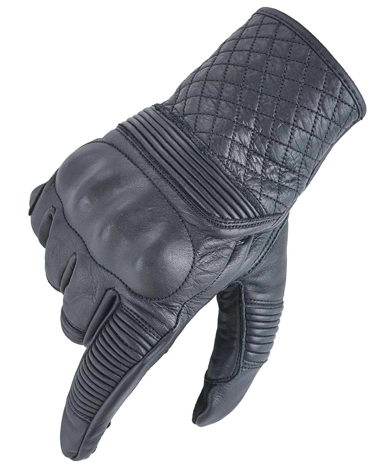 NEO Black Motorcycle Short Billy Hand Protective Leather Gloves