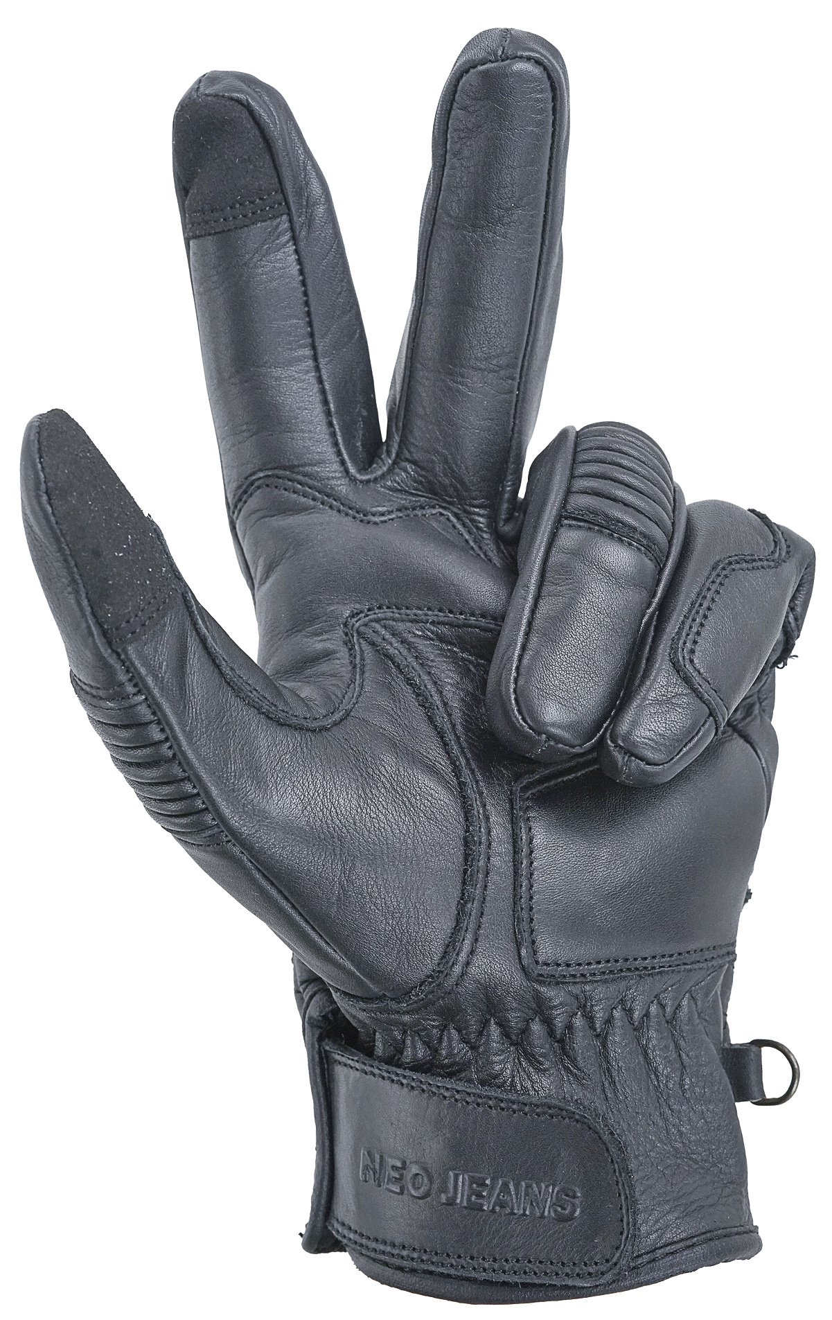 NEO Black Motorcycle Fast Track Hand Protective Leather Gloves