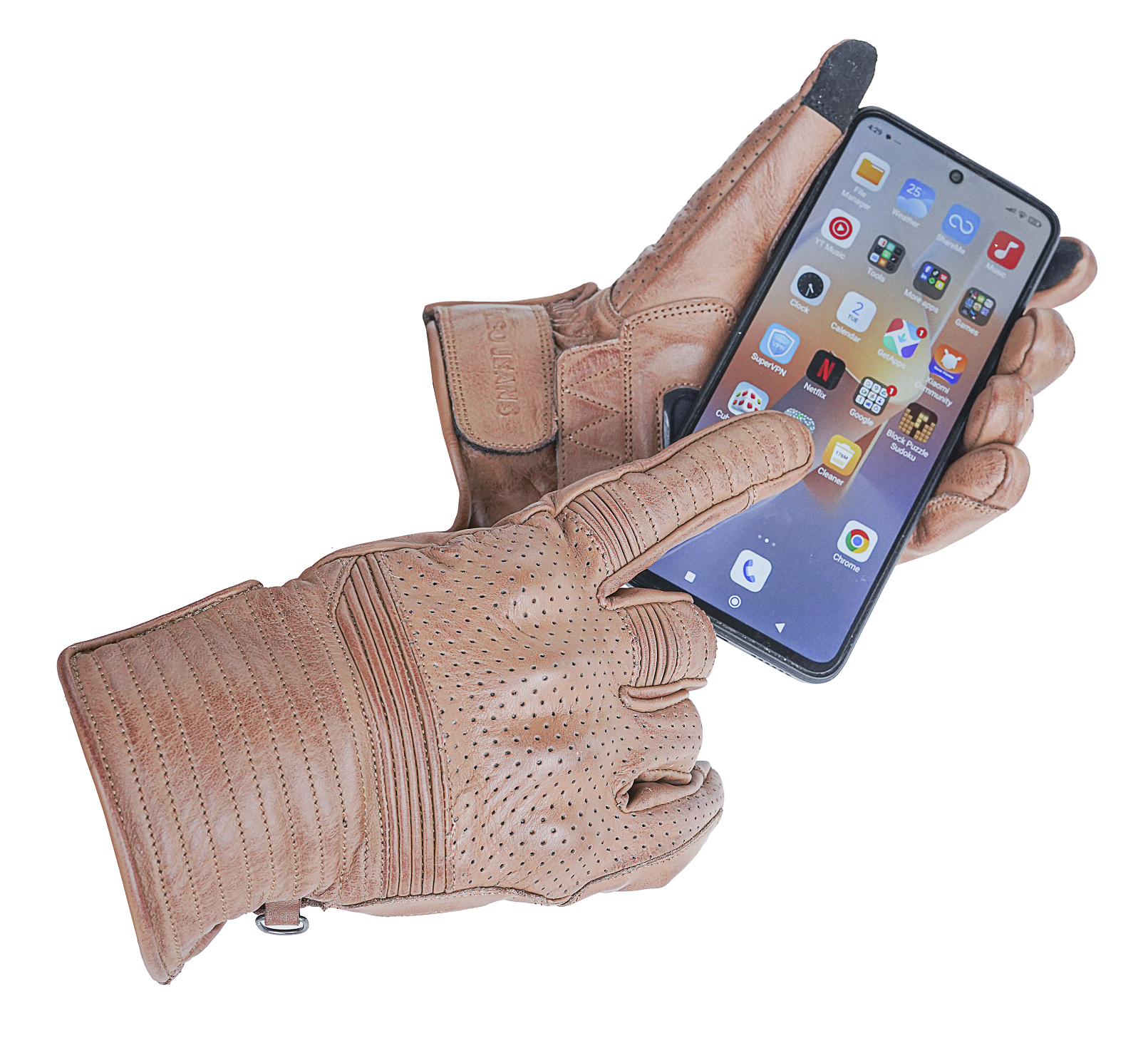 NEO Brown Motorcycle Short Billy Hand Protective Leather Gloves