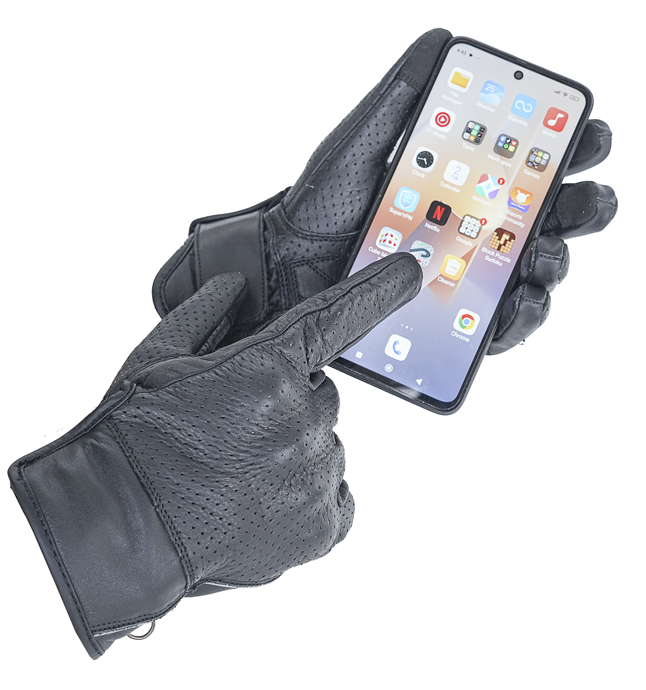 NEO Black Motorcycle Wellington Moto Hand Protective Leather Gloves