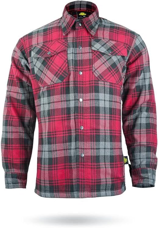 Red & Black Armored Motorcycle Riding Shirt Reinforced With Kevlar- Cotton Twill Fabric