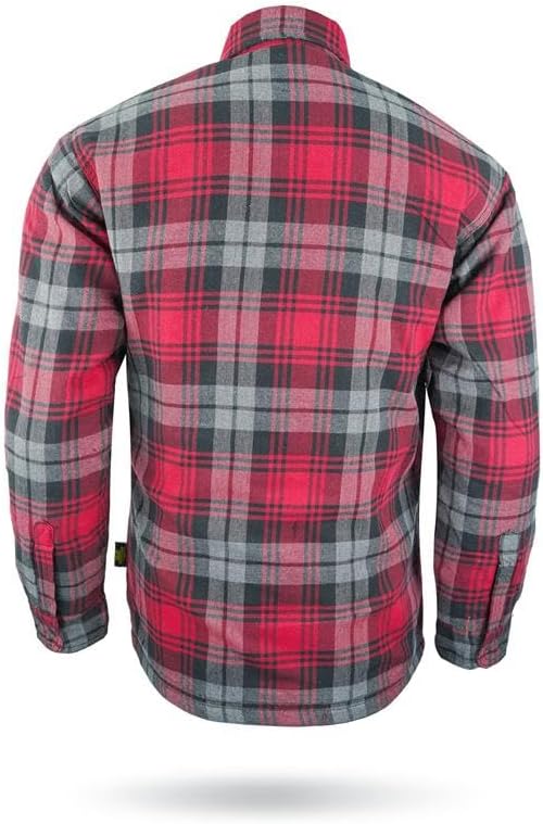 Red & Black Armored Motorcycle Riding Shirt Reinforced With Kevlar- Cotton Twill Fabric.