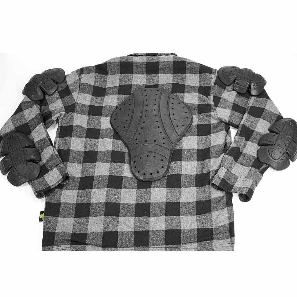 Motorcycle Riddng Flannel Shirt Reinforced With Kevlar-  Black/ Grey.