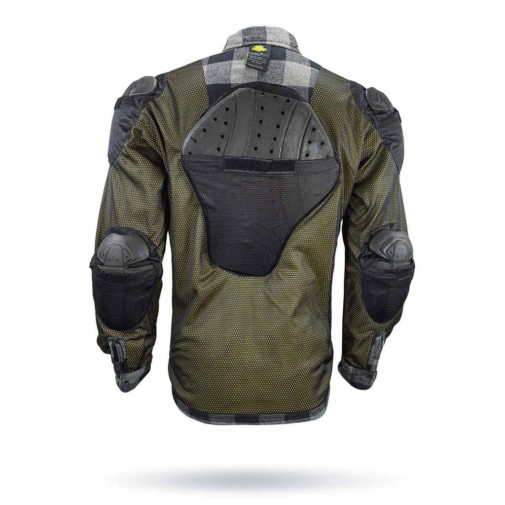 Motorcycle Riddng Flannel Shirt Reinforced With Kevlar-  Black/ Grey.