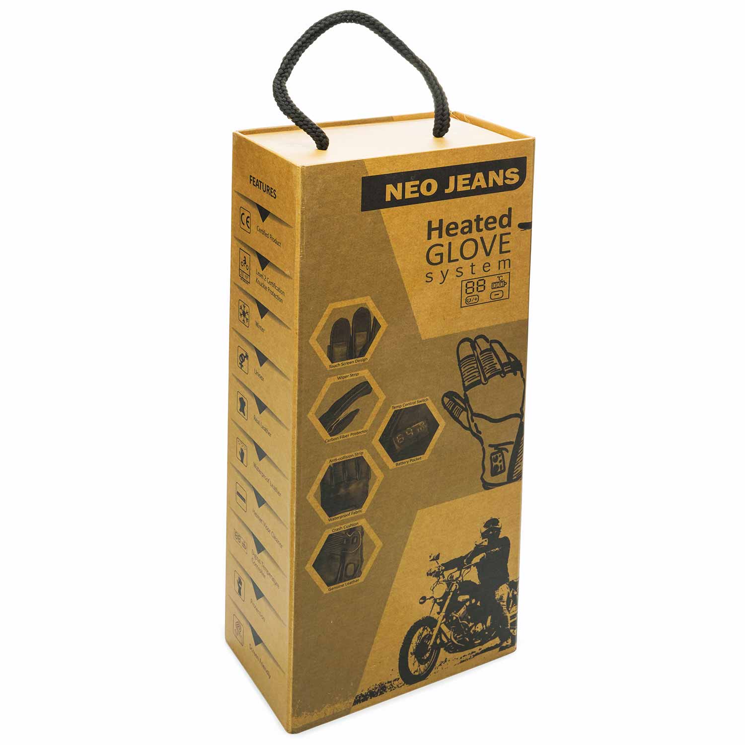 NEO Motorcycle Heated Gloves With Heat Adjustment.