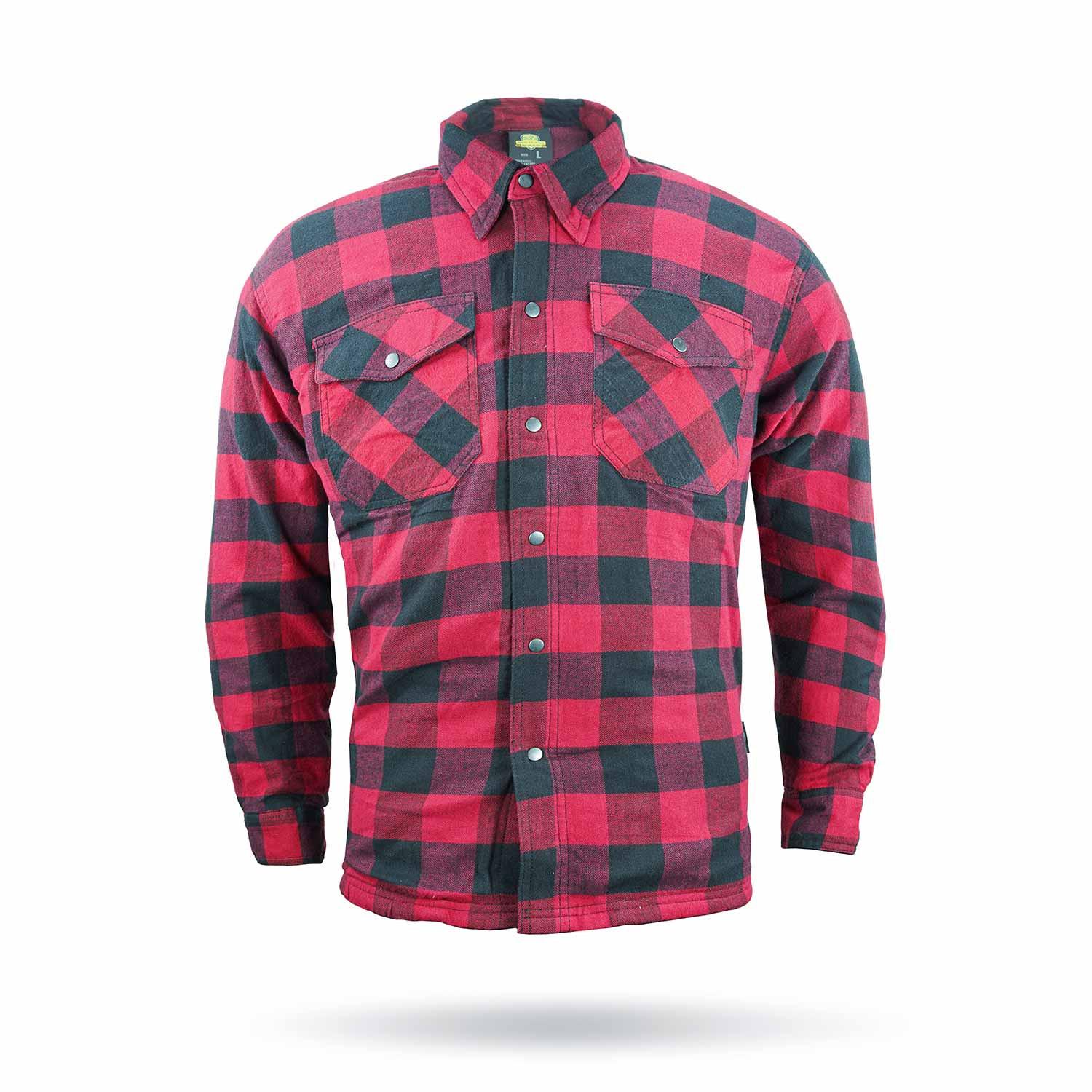 Motorcycle Ridding Flannel Shirt Reinforced With Kevlar – Red.