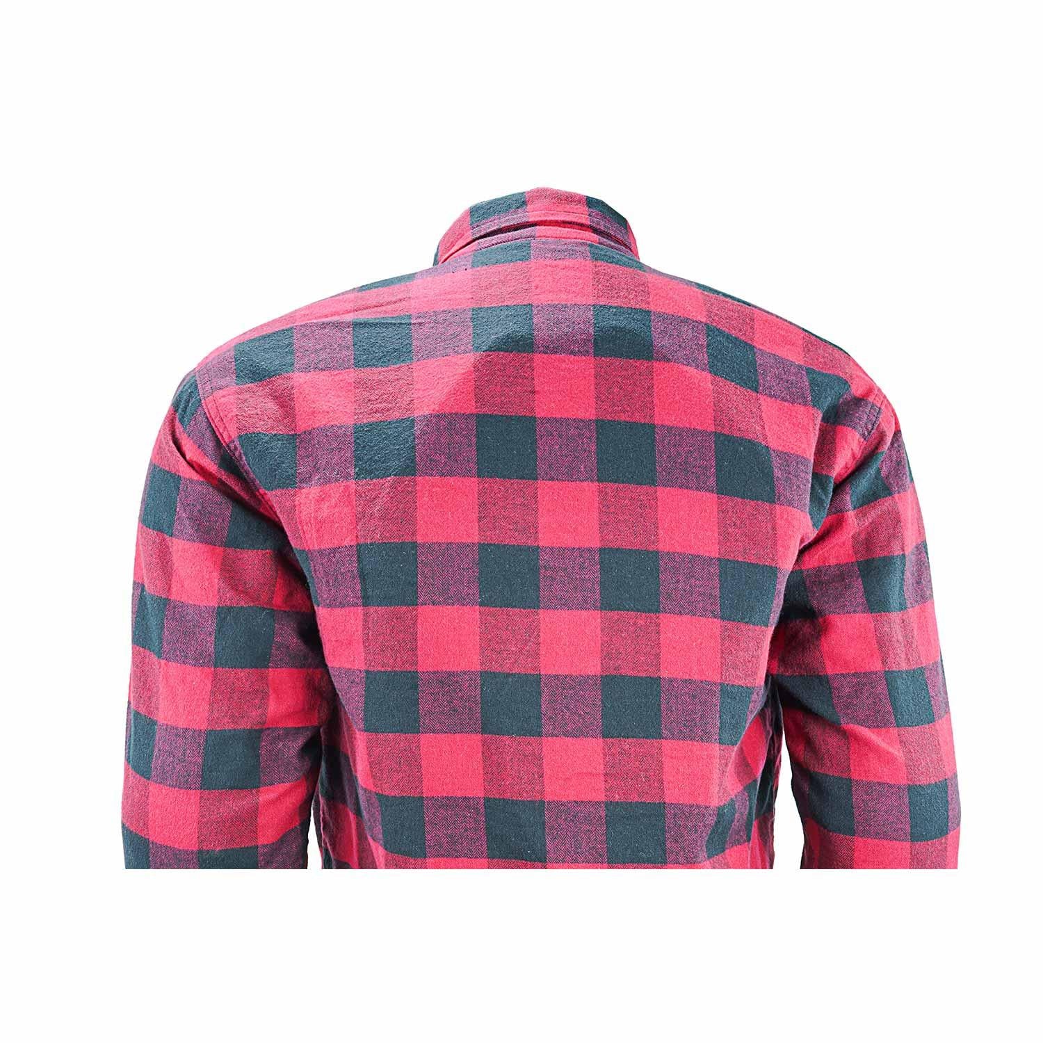 Motorcycle Ridding Flannel Shirt Reinforced With Kevlar – Red.