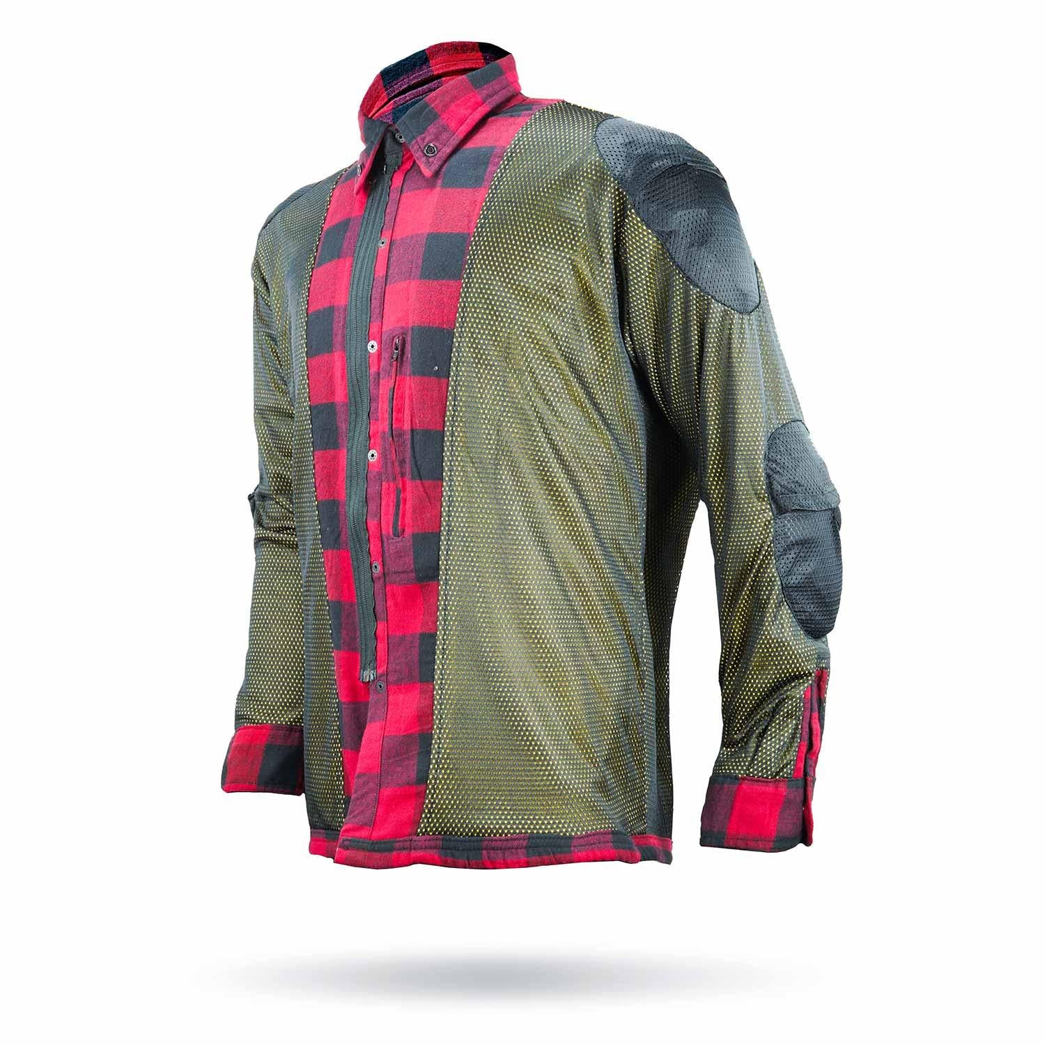 Motorcycle Ridding Flannel Shirt Reinforced With Kevlar – Red.