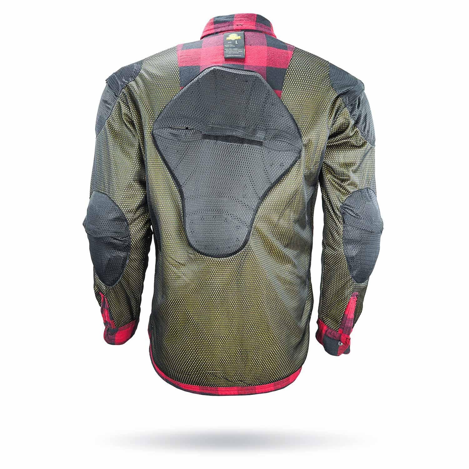 Motorcycle Ridding Flannel Shirt Reinforced With Kevlar – Red.