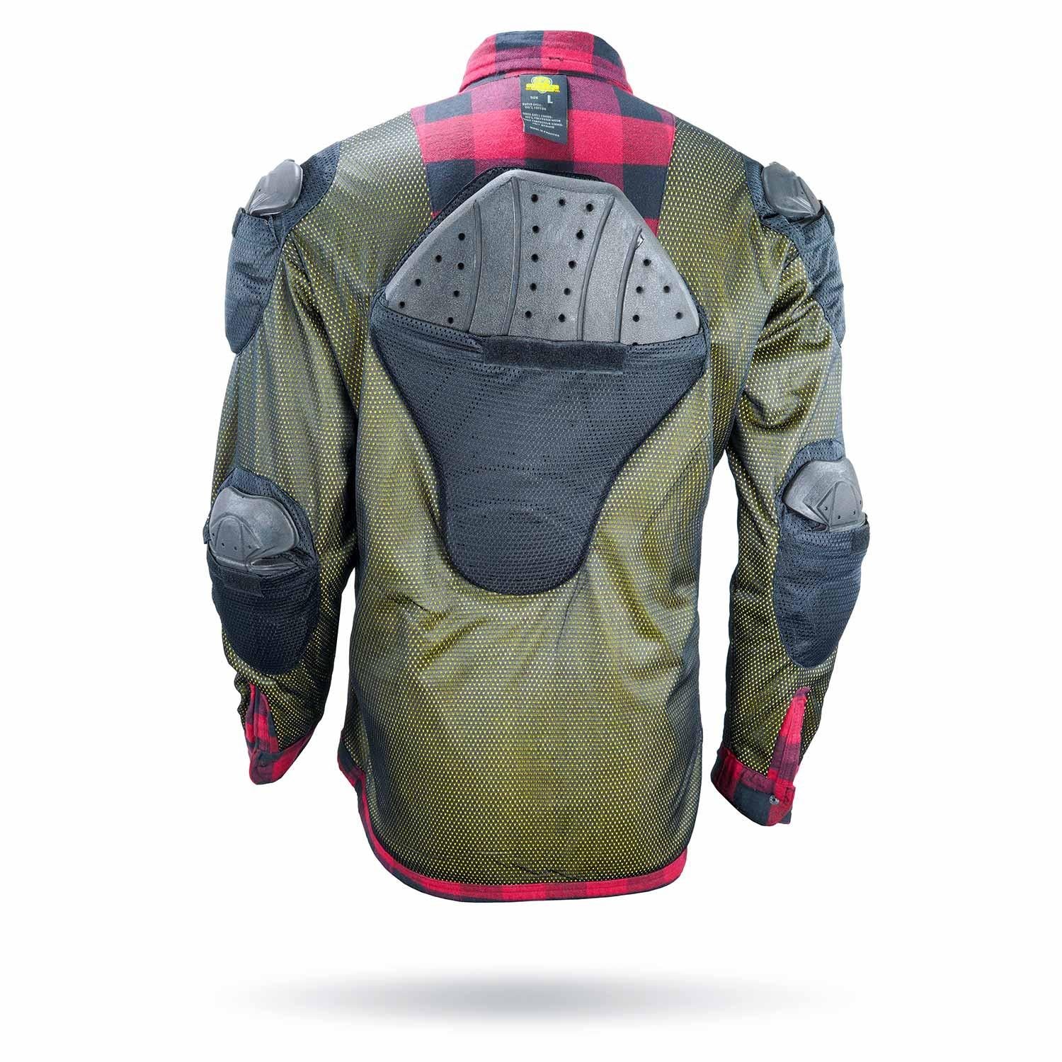 Motorcycle Ridding Flannel Shirt Reinforced With Kevlar – Red.