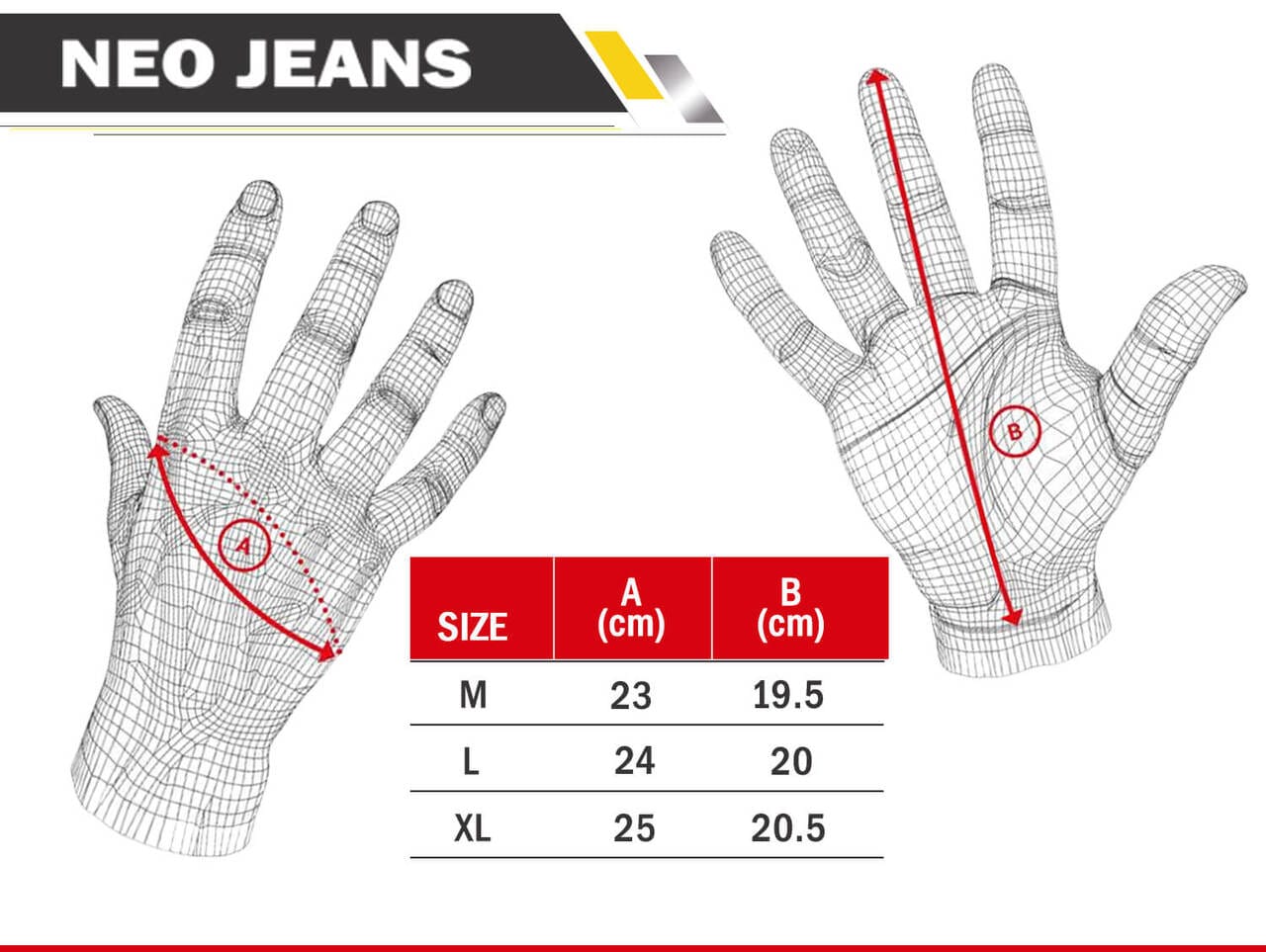 Motorcycle Gloves sizechart