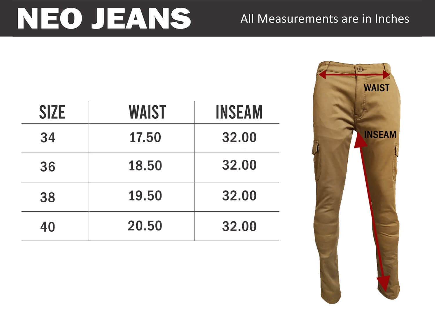 Motorcycle trousers sizechart